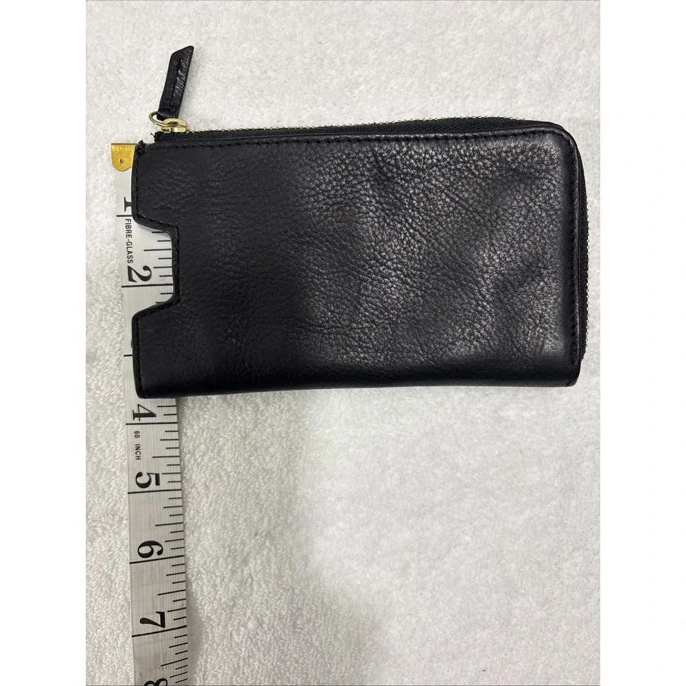 Fossil Phone Slide Black Leather Zip Wallet NWT SL7316001
